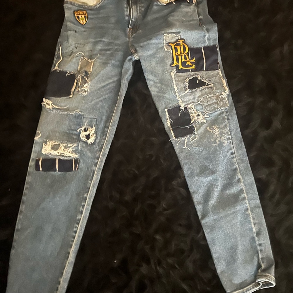 Polo by Ralph Lauren Blue Distressed Straight Leg Jeans